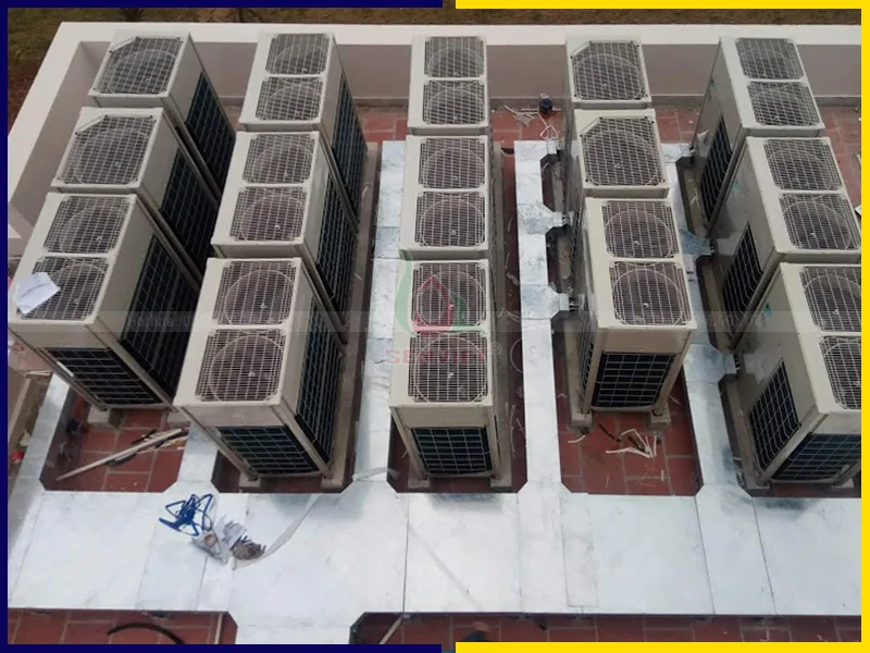 Hệ thống dàn nóng được lắp đặt trên tầng thượng