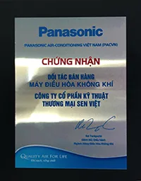 chứng nhận đại lý chính hãng panasonic