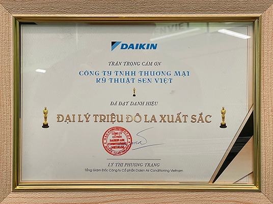 Chứng nhận đại lý triệu đô Daikin 2020